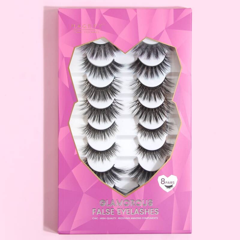 

8pairs Volumized Fake Eyelashes, Black