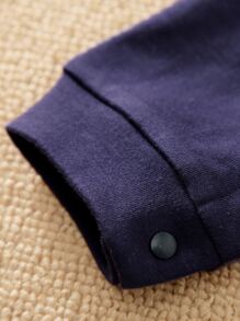 Yierying Baby Boy Half Button Graphic Embroidery 2 In 1 Jumpsuit