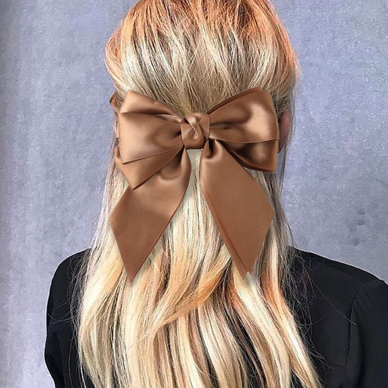 

1pc Bow Hair Clip, Coffee brown