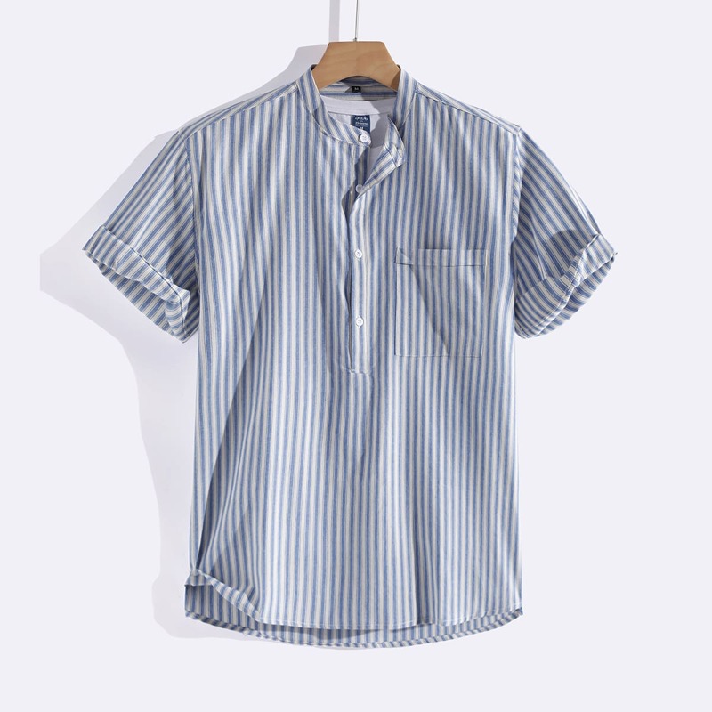 

Guys 1pc Striped Pocket Shirt, Blue and white