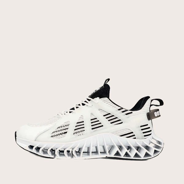 

Men Striped Lace-up Front Sneakers, Beige