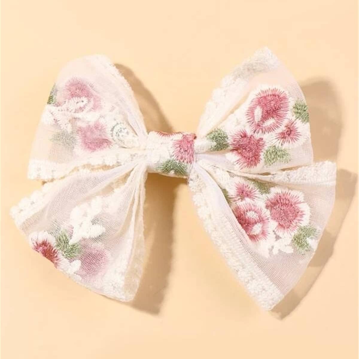 

1pc Bow Embroidery Hair Clip, Multicolor