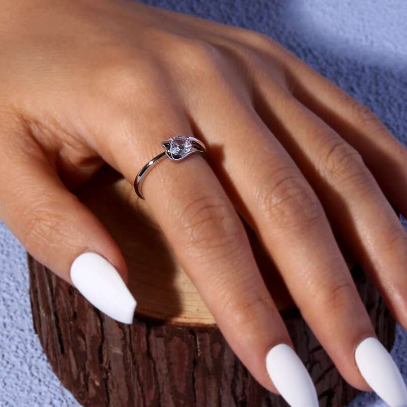 

Rhinestone Decor Ring, Silver