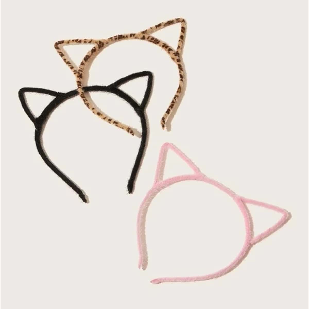 

3pcs Ear Design Hair Hoop, Multicolor