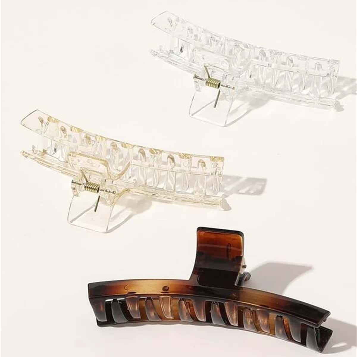 

3pcs Plain Hair Claw, Multicolor