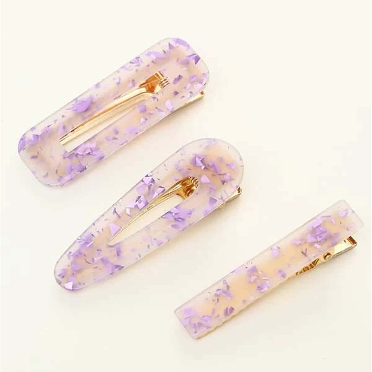 

3pcs Clear Hair Clip, Purple