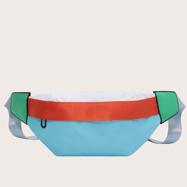 

Colorblock Zipper Front Fanny Pack, Blue