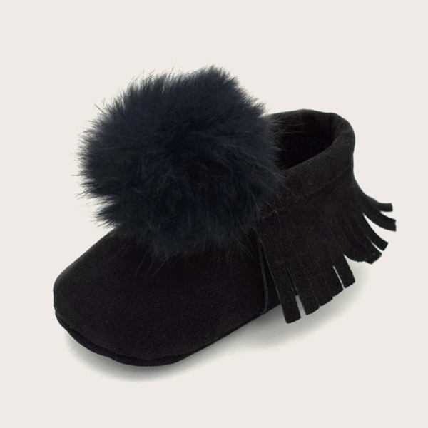 

Baby Girl Pom Pom Decor Flats, Black
