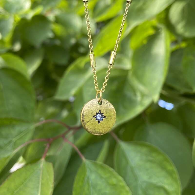 

1pc Rhinestone Decor Pendant Necklace, Gold
