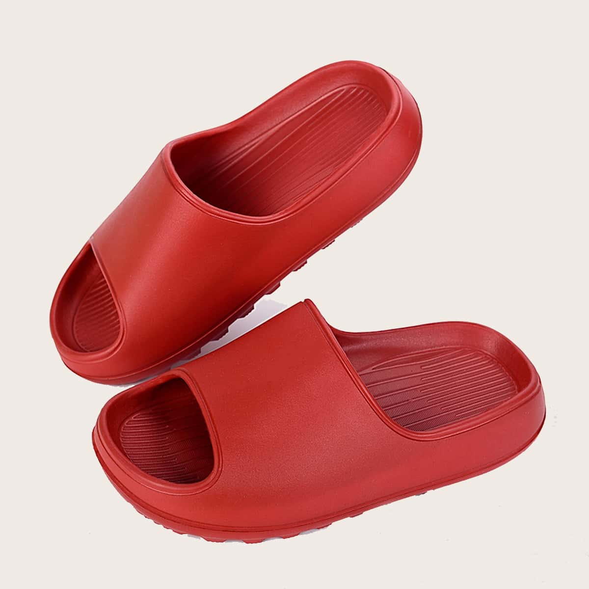 

Minimalist Open Toe Slides, Red