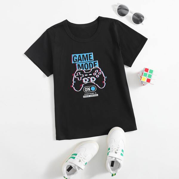 

Boys Game Console & Letter Graphic Tee, Black