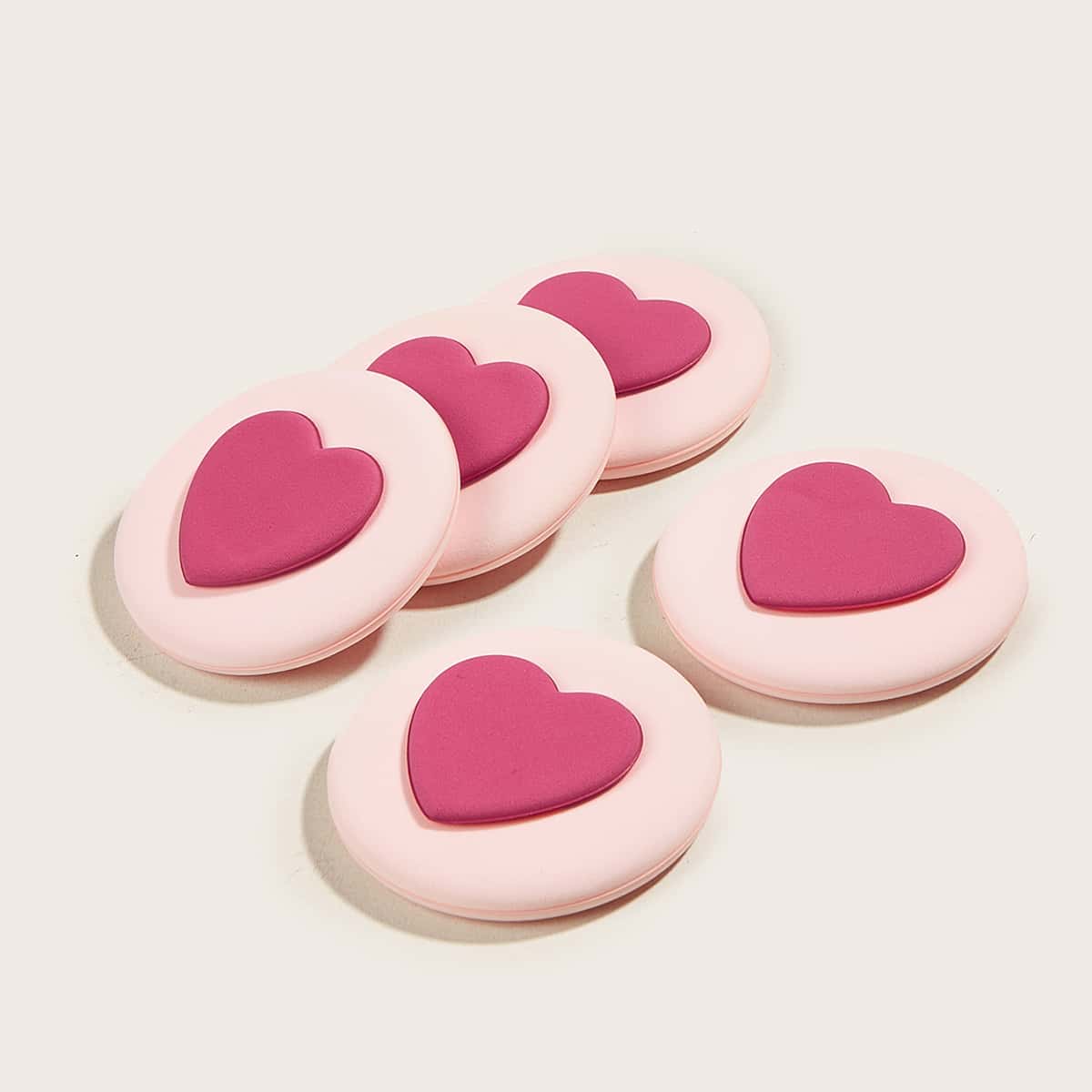 

5pcs Heart Pattern Makeup Puff Set, Multicolor