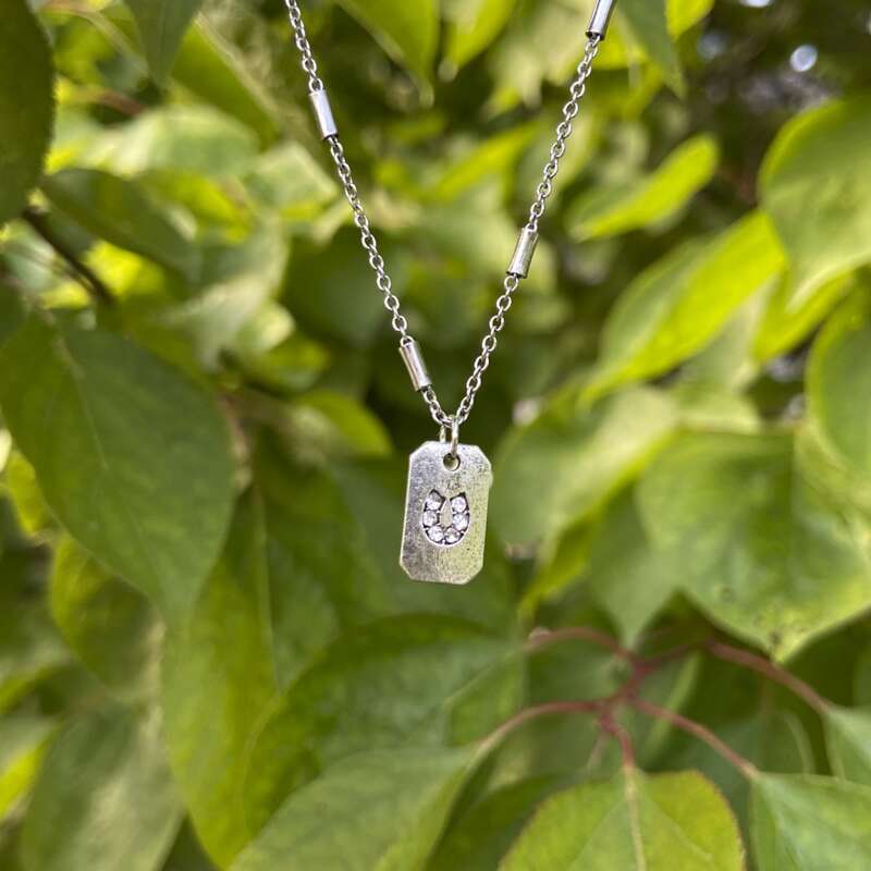 

1pc Rhinestone Decor Pendant Necklace, Silver