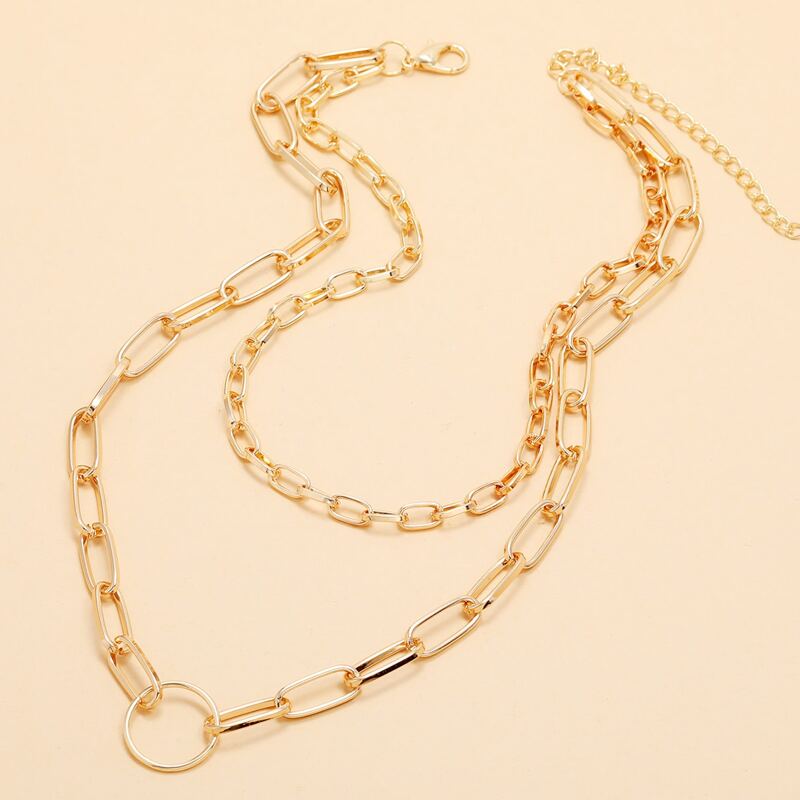 

Ring Layered Chain Necklace, Gold