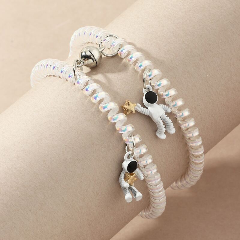 

2pcs Astronaut Coil Wire Hair Tie, White