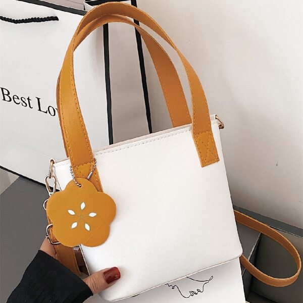 

Charm Decor Two Tone Satchel Bag, White