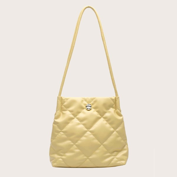 

Minimalist Quilted Shoulder Tote Bag, Yellow