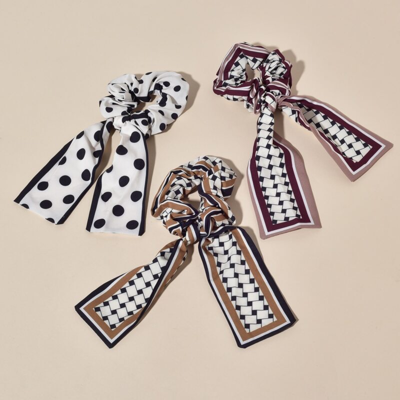 

3pcs Polka Dot Scrunchie Scarf, Multicolor