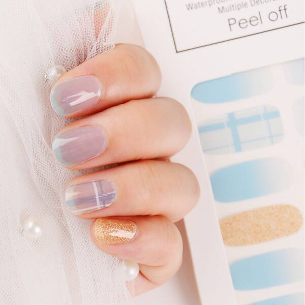 

1sheet Ombre Nail Sticker & 1pc Nail File, Blue