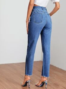 Quần jean Túi màu trơn Giải trí - Rửa trung bình - Xem 2