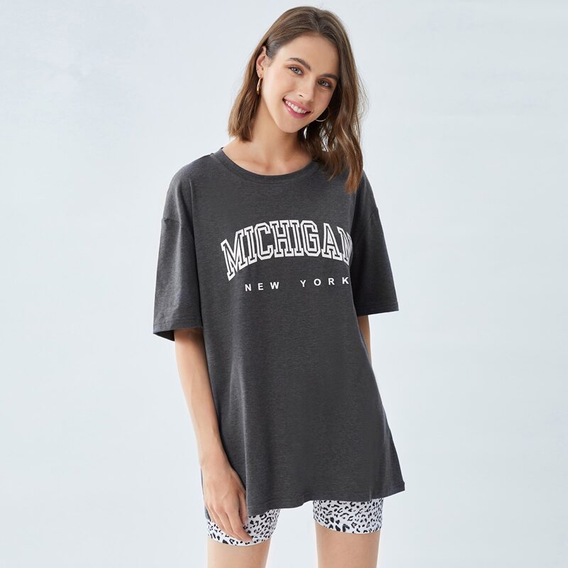 

Letter Oversized Tee & Biker Shorts, Multicolor