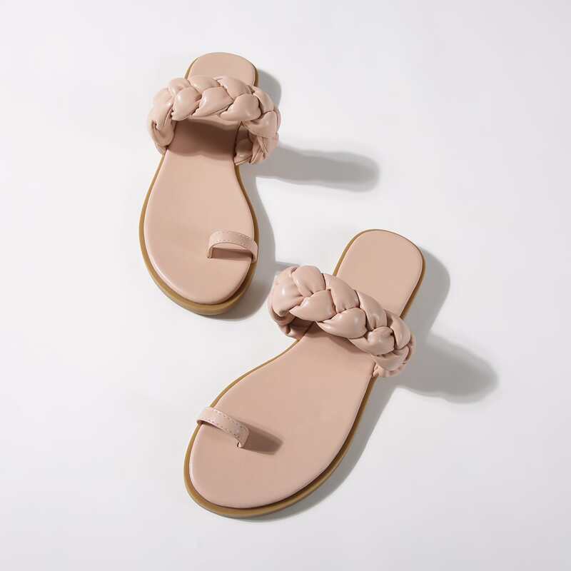 

Toe Loop Braided Thong Sandals, Baby pink