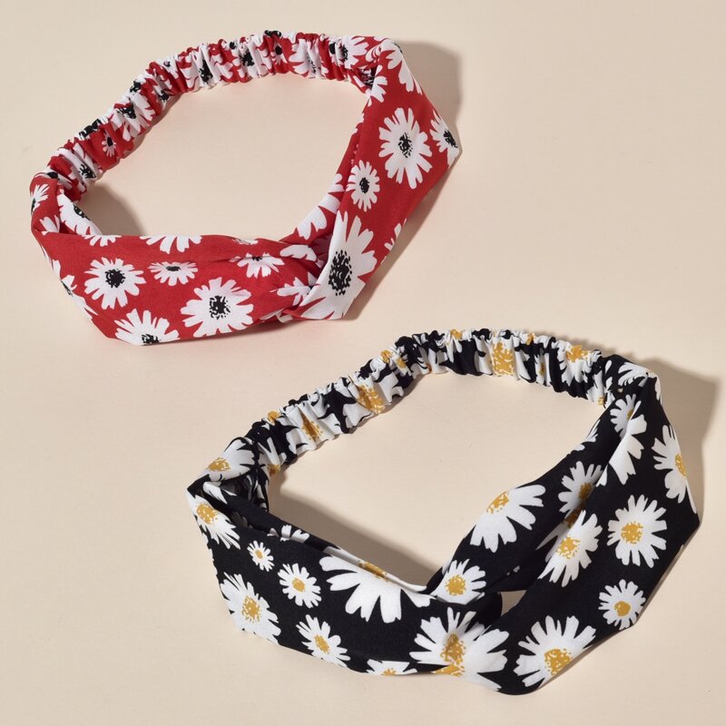 

2pcs Flower Graphic Hair Band, Multicolor