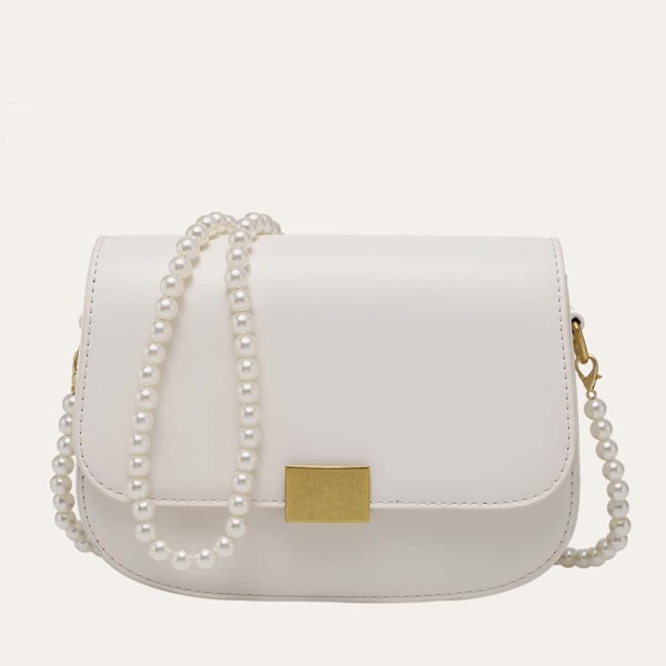 

Faux Pearl Strap Crossbody Bag, White