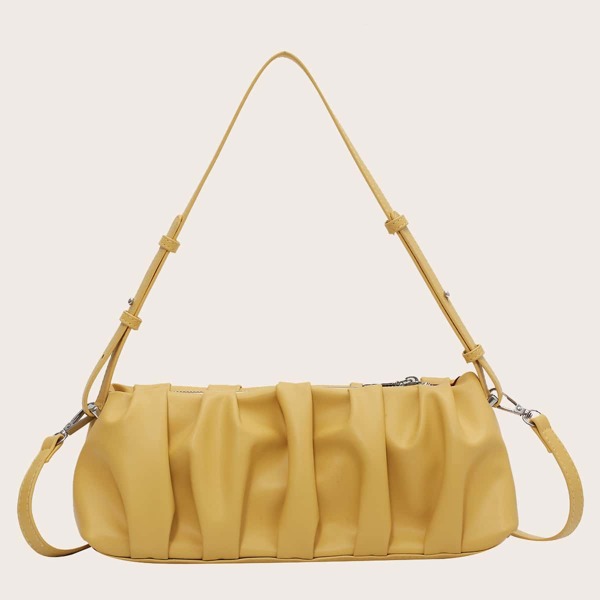 

Minimalist Ruched Design Shoulder Bag, Yellow