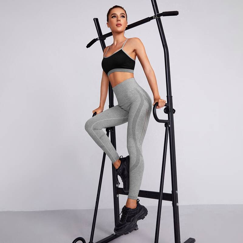 

Space Dye Cut Out Sports Leggings, Grey