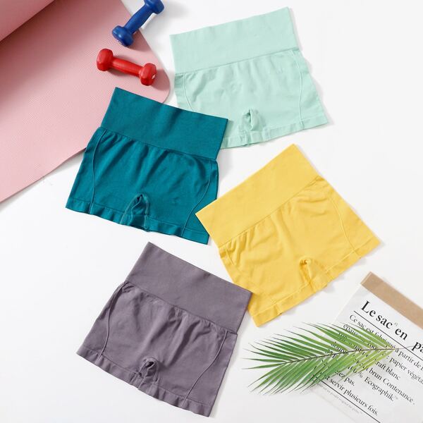 

4pack Solid Sports Shorts, Multicolor