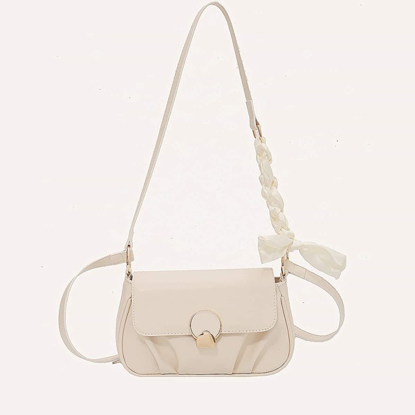 

Metal Lock Shoulder Bag, Beige