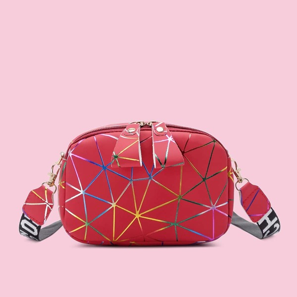 

Geometric Graphic Crossbody Bag, Red