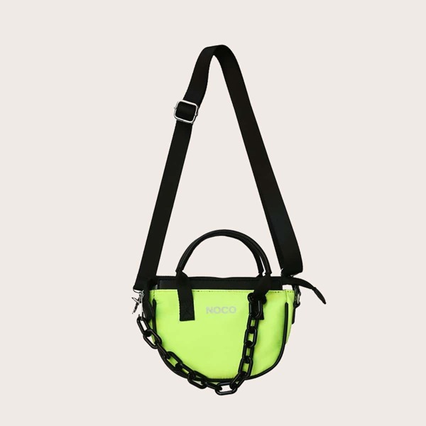 

Men Chain Decor Crossbody Bag, Green