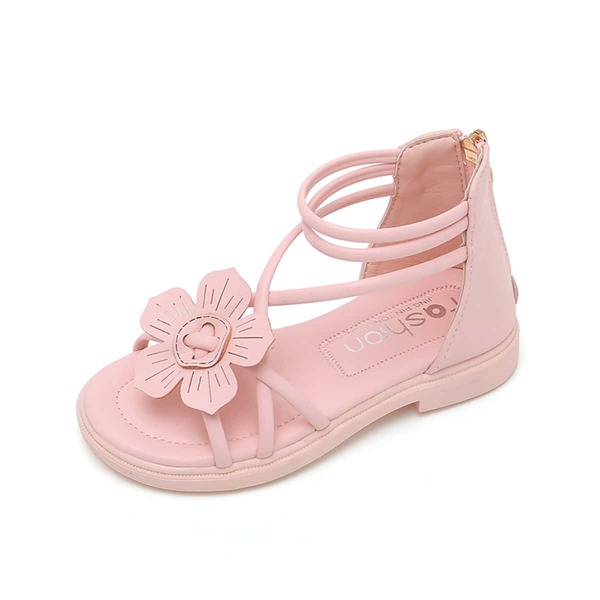 

Girls Floral Decor Zip Back Sandals, Pink