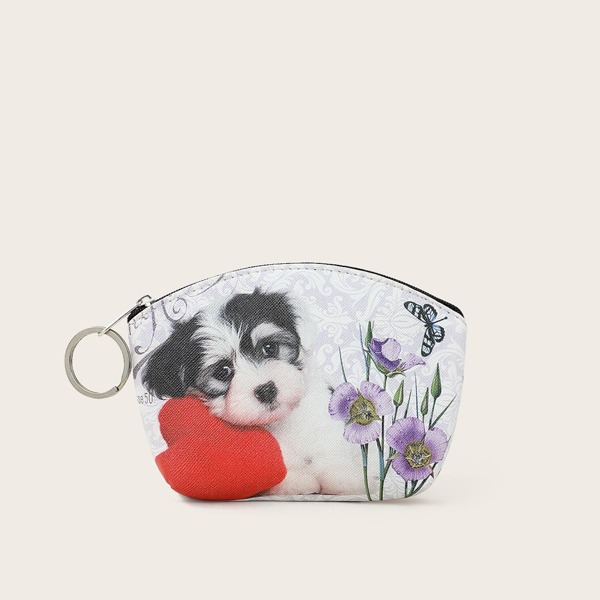 

Dog Print Coin Case, White