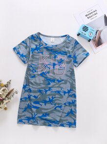 小女童迷彩和字母圖案睡衣