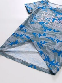 小女童迷彩和字母圖案睡衣