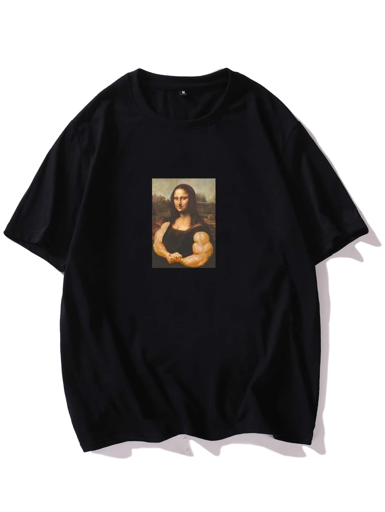 Men Mona Lisa Graphic Round Neck Tee