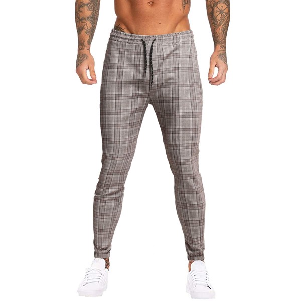 

Men Plaid Print Drawstring Waist Pants, Multicolor