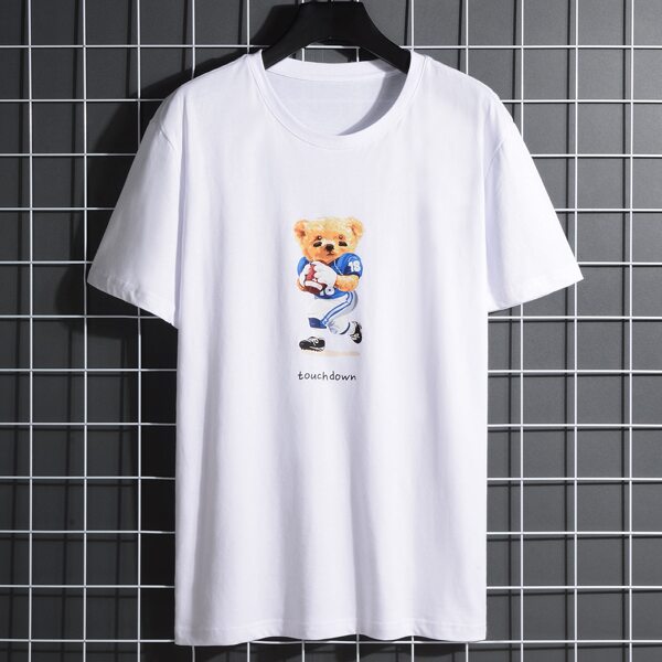 

Men Bear And Letter Graphic Tee, White