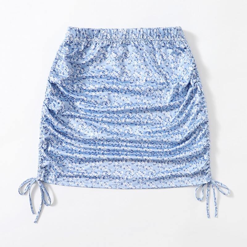 

Ditsy Floral Drawstring Skirt, Blue