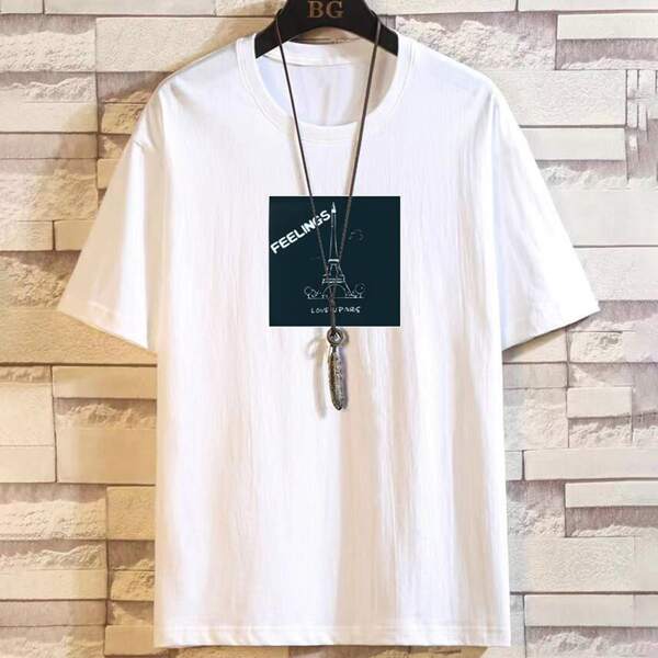 

Men Eiffel Tower And Slogan Graphic Tee, White