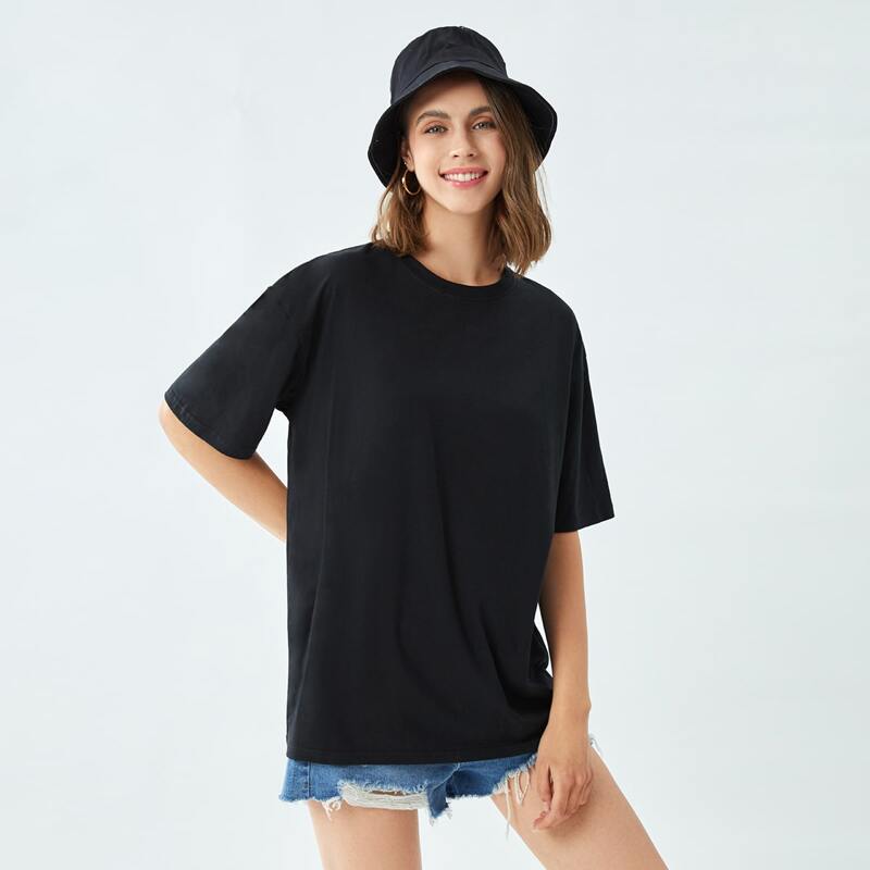 

Solid Drop Shoulder Tee, Black