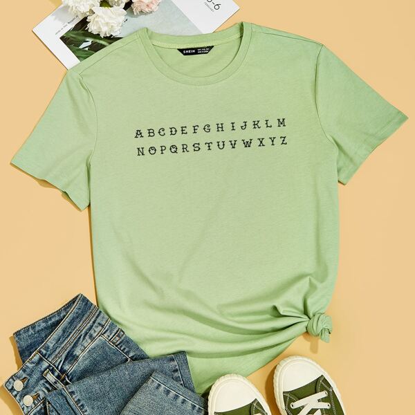 

Letter Graphic Short Sleeve Tee, Lime green