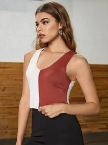 Seusyu Knit ngọnKhối MàuGiải trí - Đỏ và trắng - Xem 5