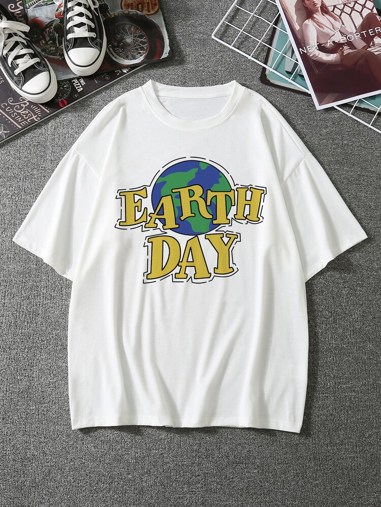 Manfinity Men Drop Shoulder Letter Graphic Tee - White - View 1