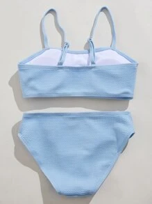 Tween Girl Spaghetti Strap Bikini Set Summer Beach - Baby Blue - View 2