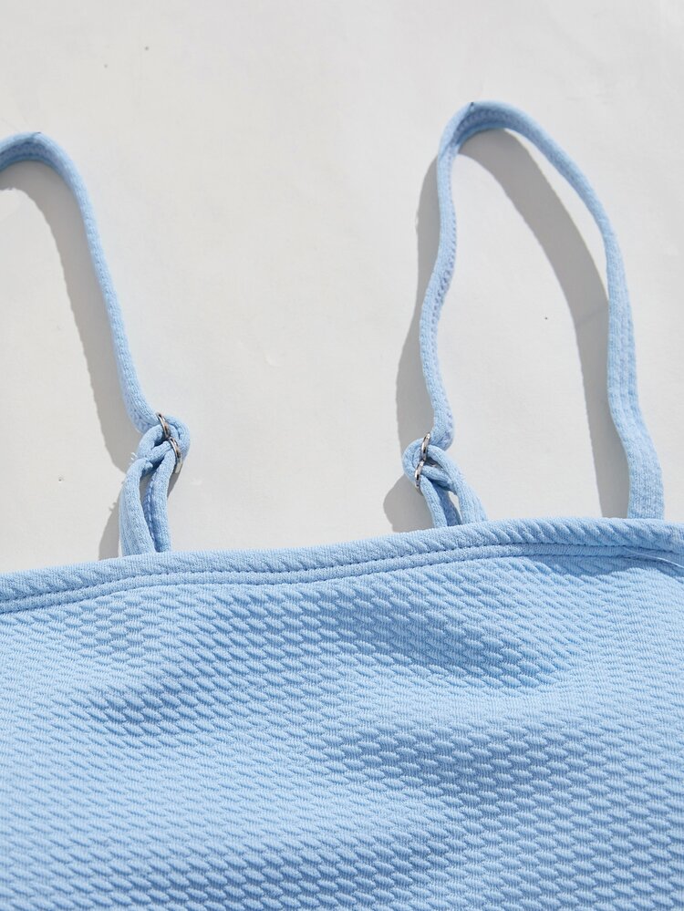 Tween Girl Spaghetti Strap Bikini Set Summer Beach - Baby Blue - View 4