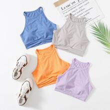 4pack Light Support Rib-knit Sports Bra